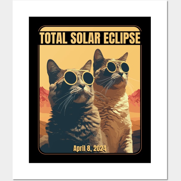 2024 Total Solar Eclipse April 8 Eclipse Cats Wall Art by Apocatnipse Meow